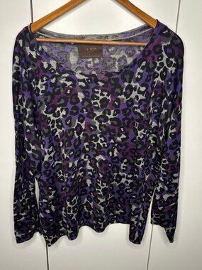 Victor Alfaro Women's 100% Merino Wool Leopard Print Sweater XL